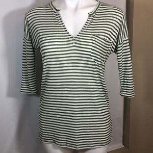 BKE Olive striped 3/4 sleeve shirt